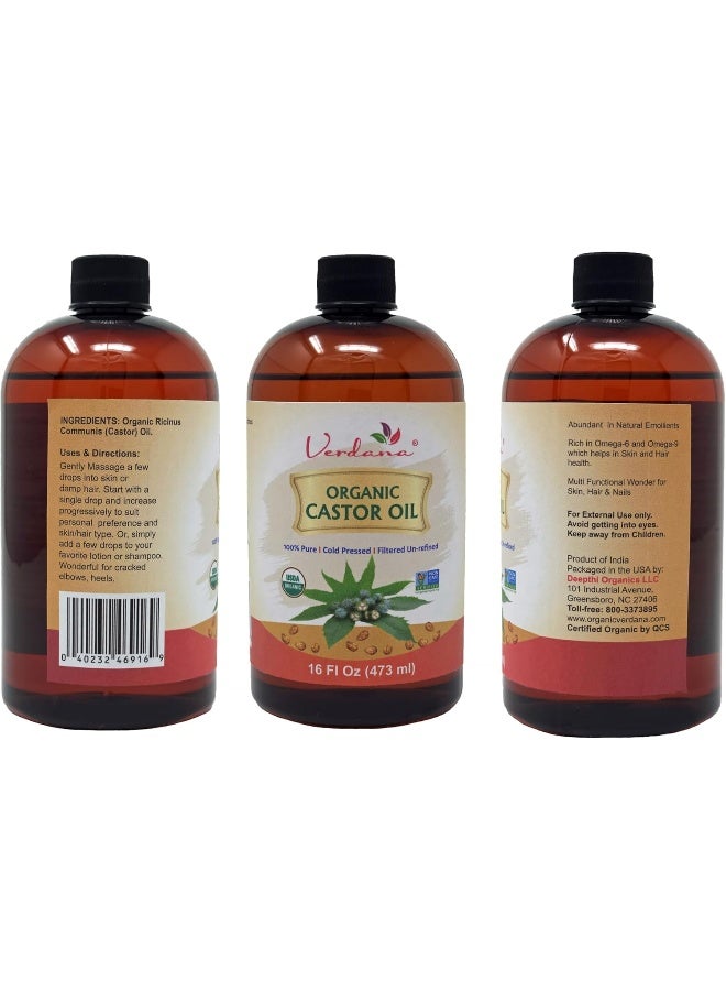 verdana Organic Premium Cold-Pressed Castor Oil - 16 Fluid Oz - Usda Organic, 100% Pure, Hexane-Free Castor Oil - Moisturising & Healing - For Skin, Hair Care - Carrier Oil For Essential Oils - Image 2